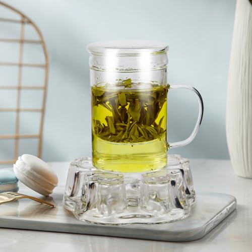 Juegos de té de vidrio 2 en 1 con tazas de doble pared que mantienen la temperatura ideal 7