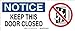 Brady 73414 Premium Fiberglass Door Sign, 7" X 17", Legend "Keep This Door Closed (with Picto)"