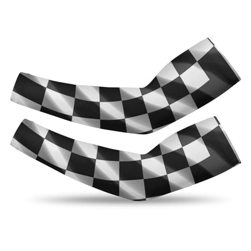 FodPand Black White Race Checkered Flag UV Sun Protection Arm