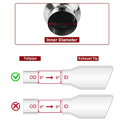 Upower 178145 Diesel Exhaust Tip 5 Inch Inlet 7 Inch Outlet 15 Inch Long Stainless Steel Polished Bolt-On Tail Pipe 5 Inch To 7 Inch Universal For Trucks Car thumb #2