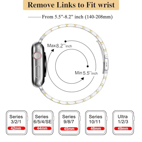 Image of MioHHR Slim Metal Band Compatible with Apple Watch Bands 49 /46 /45 /44 /42mm