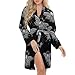 Luna Moth Fashion Robes for Women Knee Length Long Sleeved Nightgown Spa Bathrobe Soft Bath Robe M