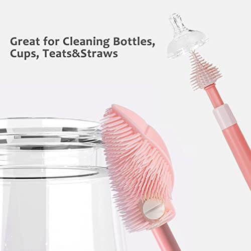 Baby Bottle Brushes for Cleaning Silicon Teat Milk Bottle Water Bottle Brush Set Cleaner Extendable Long Handle 3 pieces