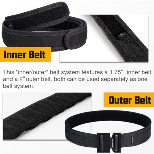 Image of IDOGEAR 2 Inch Belt MOLLE for Men with 1.75 inch Inner Belt Nylon Duty Quick Release Metal Buckle Belts Hook-and-Loop Laser-cut