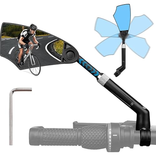 Espejo retrovisor giratorio antirreflejos de visión trasera ergonómico para bicicleta 3