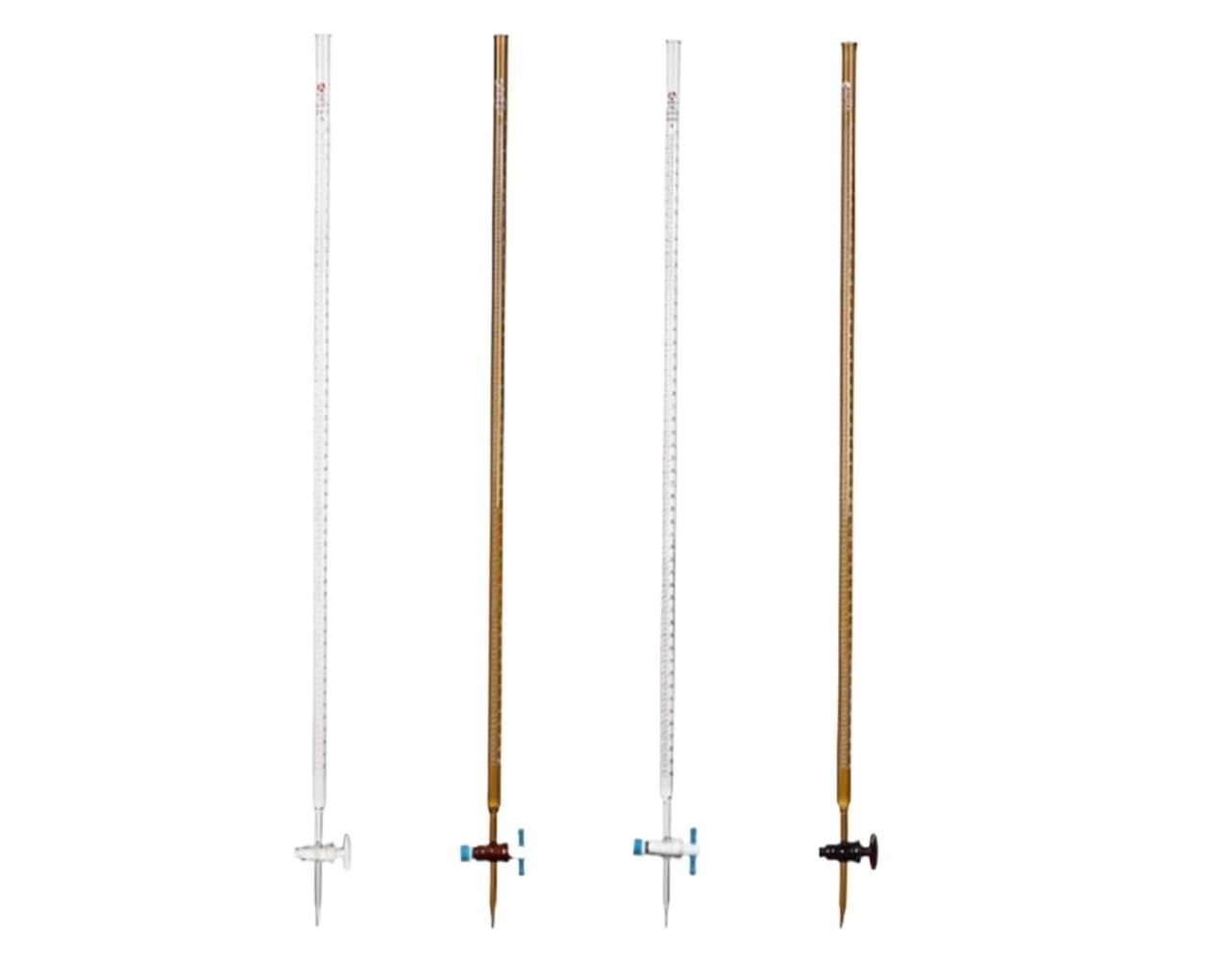 Microbureta, Bureta de Vidrio de borosilicato de Clase A for valoración Multicolor de 10 ml a 100 ml(Brown Acidic 25ml)