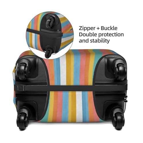 Summer Striped Fabric Vertical Stripes Elastic Travel Luggage Covers Dustproof Scratch-Resistant Suitcase Protector Fit 22-24 Inch2