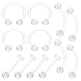 HekouJiub Retenedores de piercing transparentes, piercings de plástico de calibre 16, retenedor de piercing acrílico para pezón, cejas, joyería transparente para cartílago de labios, lengua, ombligo