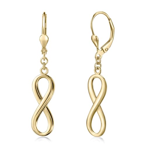 Materia Damen Ohrhänger Gold - Unendlichkeitszeichen Ohrringe Silber 925 SO-249-Gold