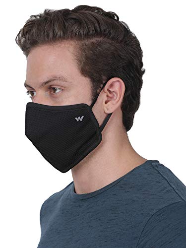 Image of Wildcraft Unisex-Child Polyester SUPERMASK W95+ Reusable Outdoor Respirator 2P : Popcorn : BLK Anthra : S (8903338299936 Small)