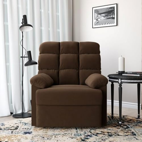 Image of Torque - Flumin 1 Seater Fabric Manual Recliner | Recliner Chair for Living Room, Office, Bedroom (Dark Brown) | 1 Year Warranty