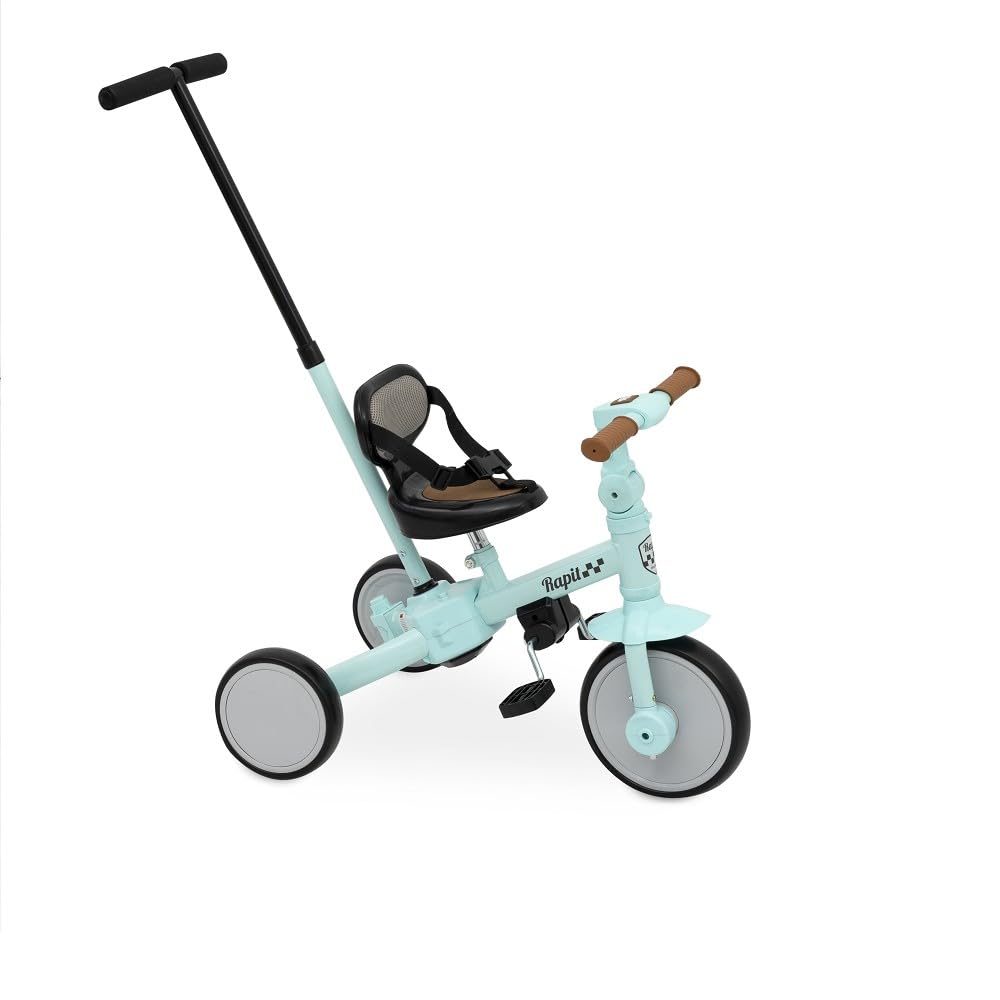 Triciclo Evolutivo 5 in 1 Interbaby | Triciclo Bambini con Maniglione da 1 a 5 Anni | Bicicletta Bambini e Bici Senza Pedali Trasformabile | Con o Senza Pedali | Regolabile e Adattabile (Verde)