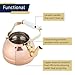 Classic Cuisine Copper Tea Kettle - Teapot for Stovetop with Copper Exterior, Nickel Lining, and Ceramic Handle - 7.25C/1.8Q Vintage-Style Kettle - Perfect for Tea, Coffee, or Cooking