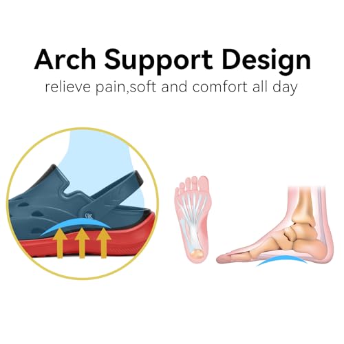 Image of Kricely Clogs for Men with Arch Support Shower Hiking Sandals for Beach Water, Recovery Plantar Fasciitis Orthotic Slides