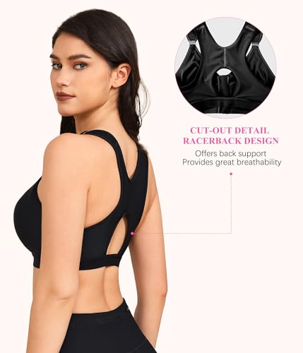 BRABIC Women Post-Surgical Sports Support Bra Front Closure with Adjustable Straps Wirefree Racerback2