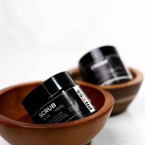Press Skincare Men's Exfoliating Face Scrub For Men, Organic Deep Face Scrubber Exfoliator Formulated With Jojoba Beads & Hawaiian Lava Sea Salt, Reduce Wrinkles & Aging Spots, 2 Oz #TOP4