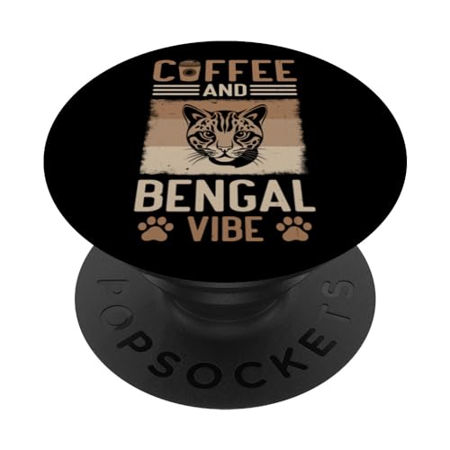 Cat Owner & Barista Motif - Coffee & Bengal Cat PopSockets PopGrip Intercambiable