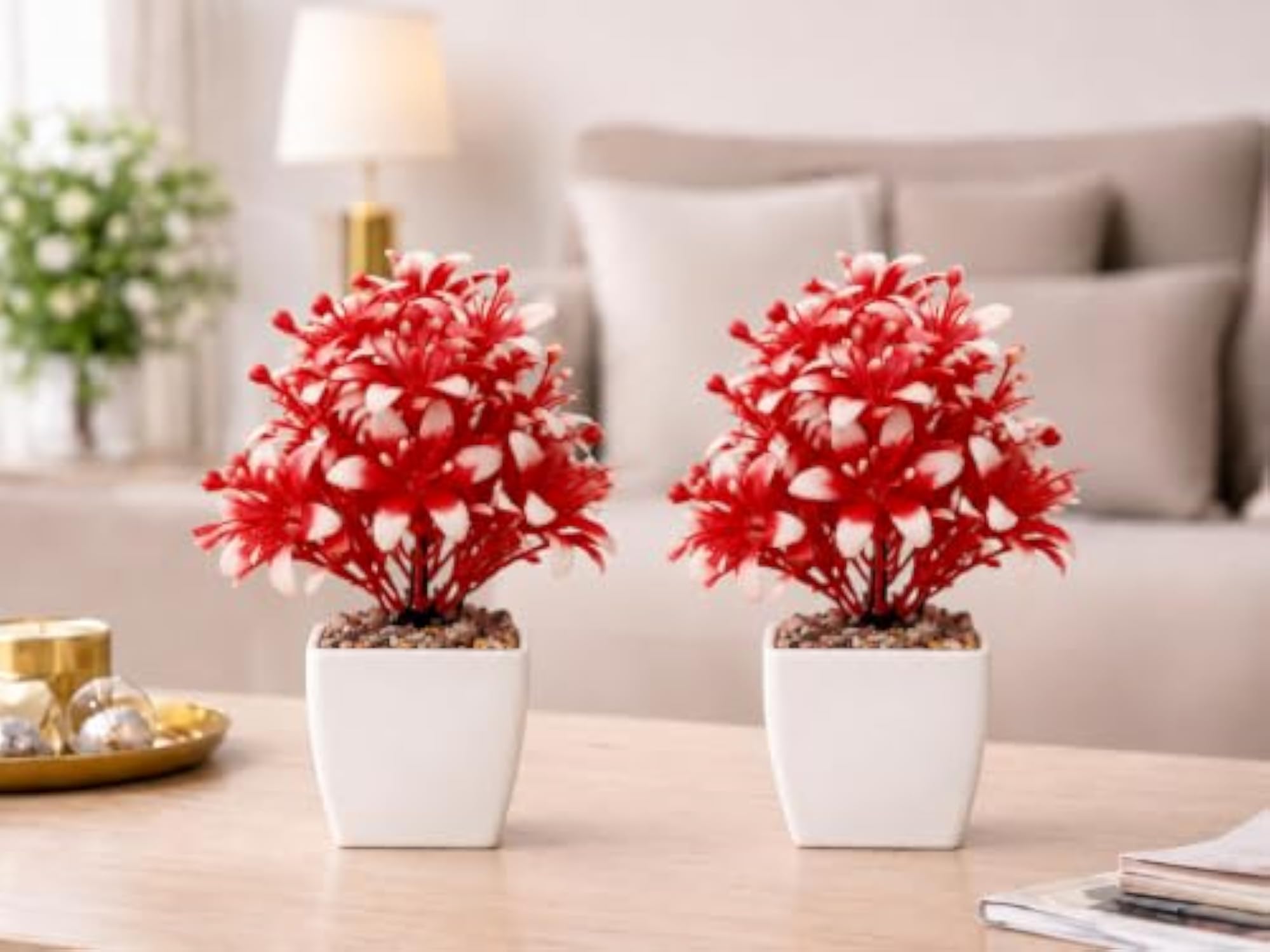 Artificial Flower Plants in White Pot