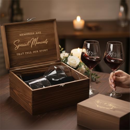 SIPBYSOP Christmas Mr & Mrs Wine Glasses Gift Set with
