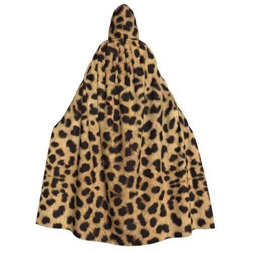 YQxwJL Capa larga unisex con estampado animal de leopardo y capucha para disfraz de Halloween, capa de bruja vampiro para adultos