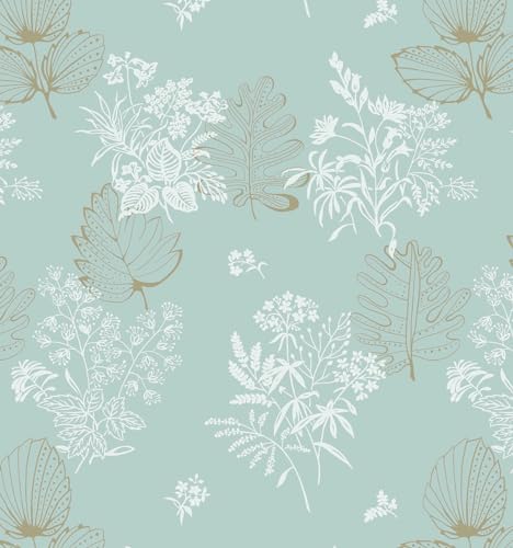 Feisoon Peel and Stick Wallpaper Green Floral Contact Paper Modern