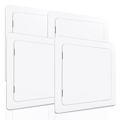 Morvat Access Panel 14x14 Inch for Drywall & Ceiling with Door, Heavy-Duty Durable ABS Plastic & Easy Install Access Box, Wall Hole Cover Plate for Plumbing & Electrical Cables & Wiring, White, 4 Pack
