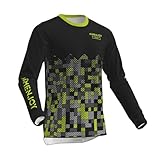 [Tissus de qualité]---Le maillot de vélo de montagne est fabriqué en fibres 100% polyester, douces et extensibles. La conception en maille football du tissu est extrêmement respirante, vous permettant de rester au frais pendant que vous roulez tout en vous adaptant à une variété de mouvements drastiques pendant que vous roulez