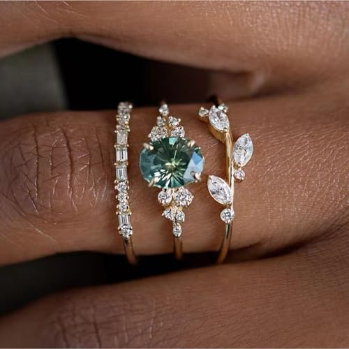 Otxas Gold Rings for Women Non Tarnish Stackable Cubic Zirconia Ring for Women Dainty Stackable Rings Set Wedding Bands Engagement Rings for Women Size 6 7 8 9 102