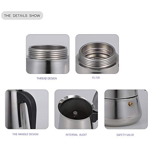 Honorall 100 ml de Aço Inoxidável Espresso Fogão Coador Máquina de Café Expresso Panela Cafeteira It