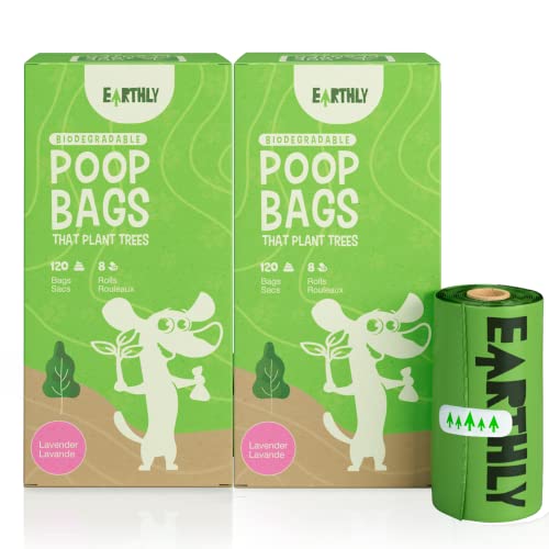 Earthly Dog Poop Bags That Plant Trees, Leak-Proof, Extra Thick Dog Waste Bag, Bio-Based, Lavender-Scented, 16 Rolls- 240 Bags #TOP1