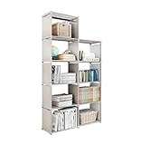 9 Storage Cubes, 4 Tire Shelving Bookcase Cabinet, DIY Closet Organizers for Living Room Bedroom Office (Gray)