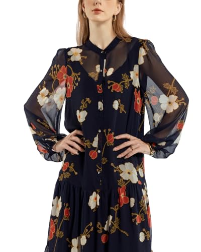 Image of SIXDO G-Wine Floral Voile Flared Dress for Women 2025, Long Maxi Dress, Flowy Sleeveless Fall Casual Dress, Maxi Dresses