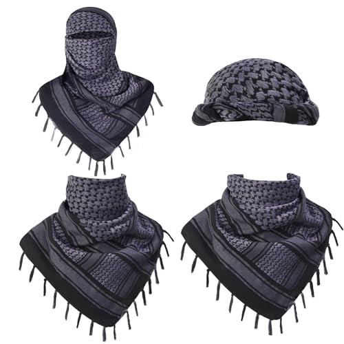 Image of Explore Land Cotton Shemagh Keffiyeh Tactical Desert Scarf Neck Head Wrap with Tassel for Men Women