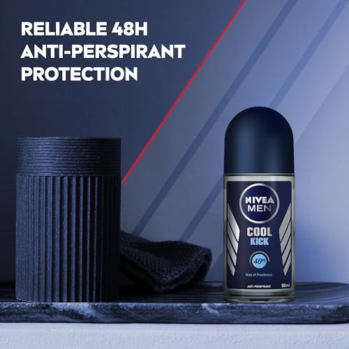 NIVEA MEN Cool Kick Anti-Perspirant Deodorant Roll On Pack of 6 (6 x 50 ml), Men's Anti-Perspirant Deodorant, Fresh Men's Roll On Deodorant + Fresh Masculine Fragrance - Image 3