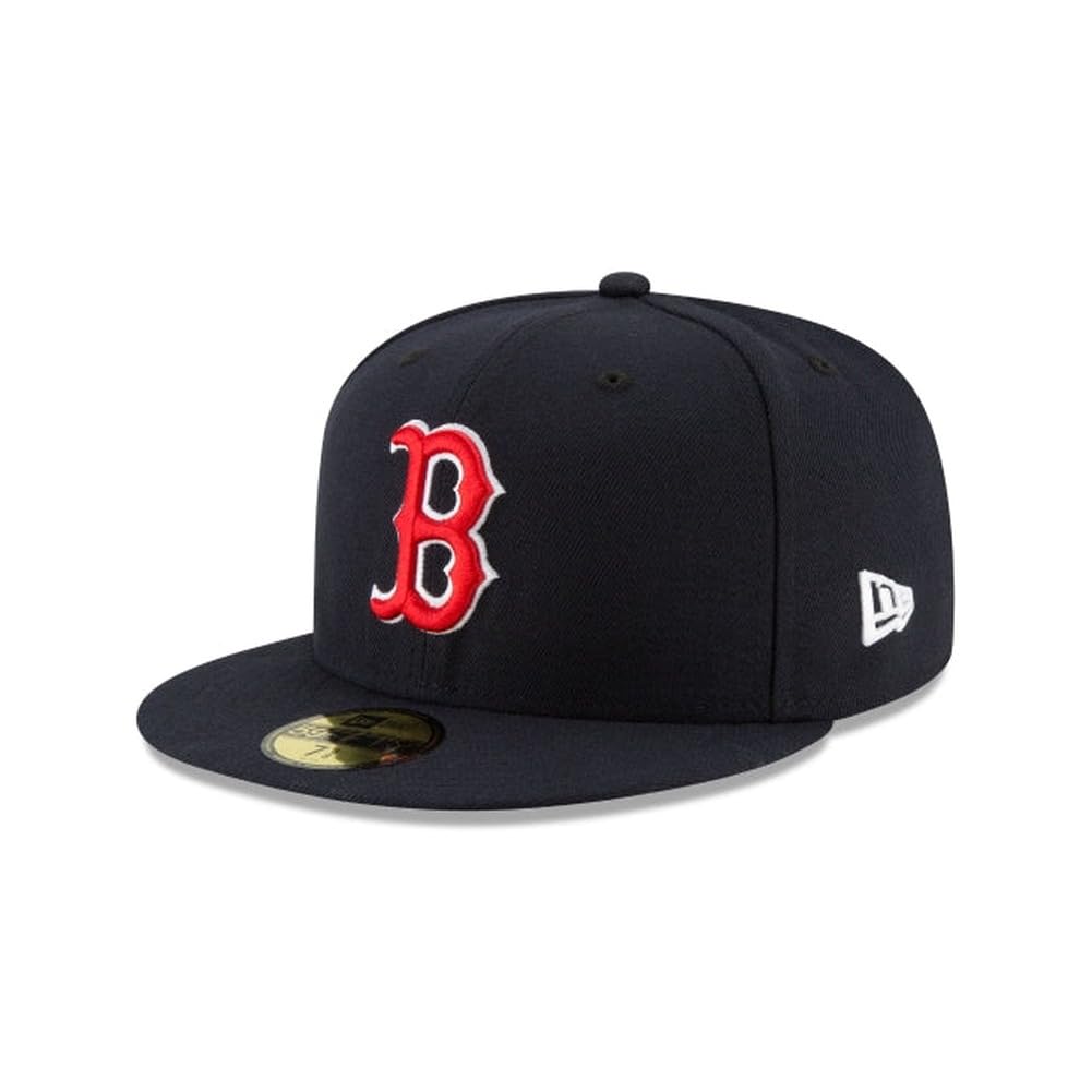 New Era MLB 59FIFTY Boston Red Sox Navy Team Color Logo Authentic Collection Fitted On Field Baseball Cap Hat
