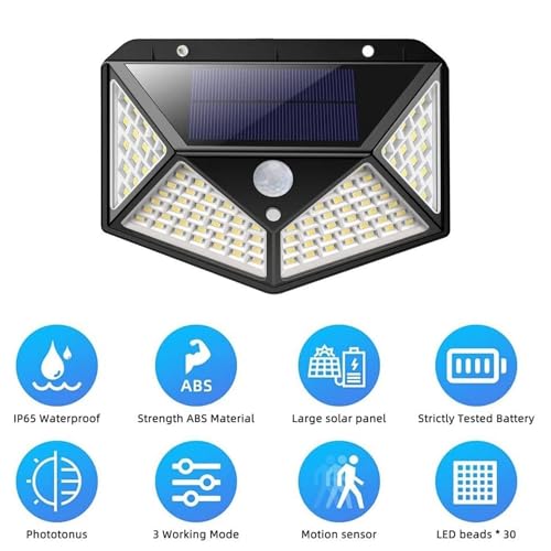 Image of Catron Solar Light Motion Sensor LED Solar Garden Lights Outdoor Waterproof,Solar Security Lights for Balcony Terrace Compound Gate Backyard (Pack of 1)