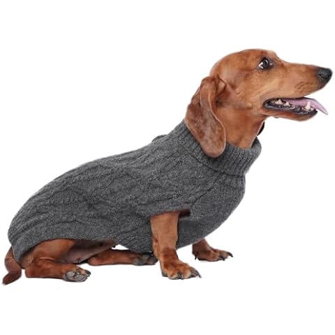 FUAMEY Dog Sweaters for Small Dogs,Cold Weather Dog Knitwear,Thick Warm Dog Turtleneck,Dog Pullover Cable Sweater,Dog Winter Clothes for Yorkshire,Poodle Grey S Cover