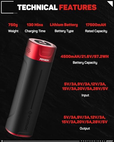 IFOOTAGE PD140H Power Bank 140W 27000mAh para cámaras y laptops miniatura 4