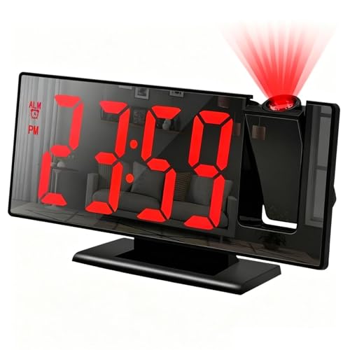 Despertador con proyección para techo de dormitorio, formato 12/24 horas con indicador de repetición, hora y temperatura, reloj digital inteligente, para casa, oficina, dormitorio, estudio, techo