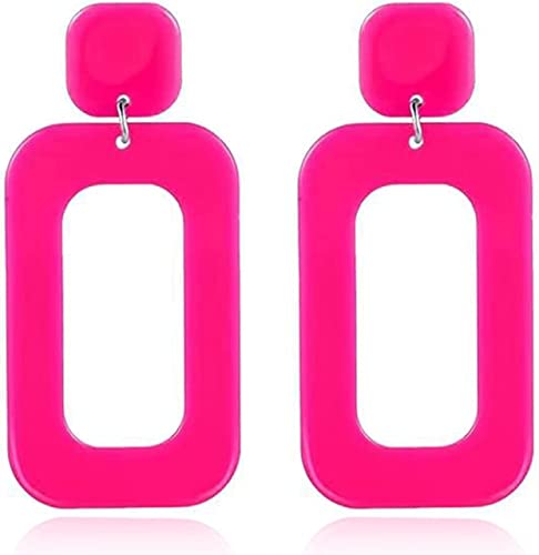 Lot de 2 paires de boucles d'oreilles pendantes vintage minimalistes en acrylique géométrique carré creux fluo rétro années 80 90 Accessoire de fête pour femme, Acrylique Cover