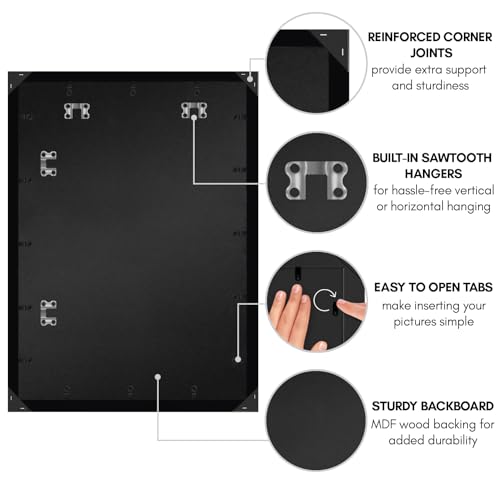 Americanflat 20x28 Picture Frame with Polished Plexiglass - Black Picture Frame - Wide Photo Frames Made of Engineered Wood for Vertical or Horizontal Wall Display - Epic Collection - Black