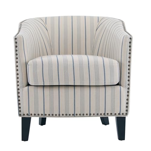 Sillón clásico rayas beige y azul miniatura 3