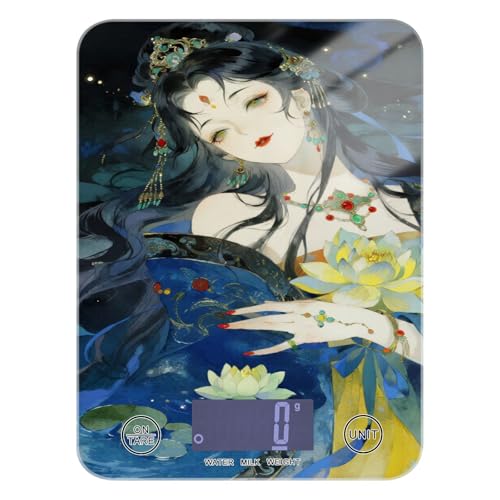 Piccola bilancia portatile per alimenti, 5 kg/5 g, in stile cinese, con fiore di bellezza, bilancia digitale da cucina, con 4 unità per dimagrire e cuocere a dieta (batterie non incluse) pesa para