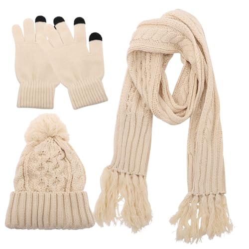 Holibanna Warm Winter Hat Scarf Gloves Set Christmas Beanies Scarf for Cold Weather Women's Ski Accessories
