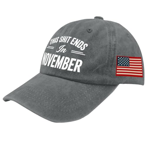 This Shit Ends in November for Women funny Washed Distressed Baseball Caps
