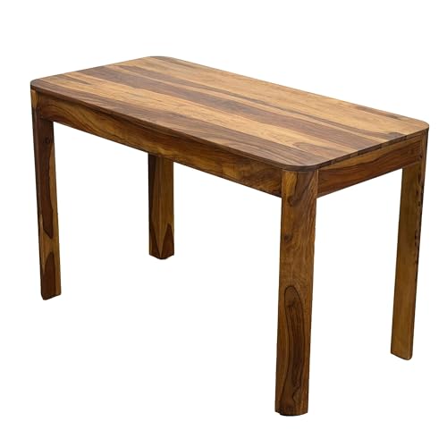 Wohnling Sheesham Table à manger en bois massif 120 cm pour jusqu'à 6 personnes Table de cuisine rectangulaire au design moderne Table en bois fabriquée à la main avec bords arrondis pour salle à