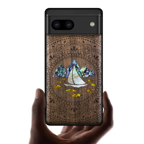 Coque Pixel 8a gravure bois et étui de protection incrustation coquille Pixel 8a