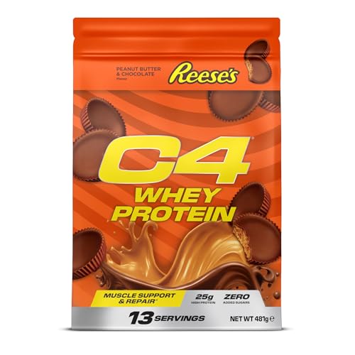 Cellucor C4 Whey Protein Powder, Reese's Peanut Butter & Chocolate, 25g Protein, Low Sugar, Post-Workout Recovery, 13 Servings