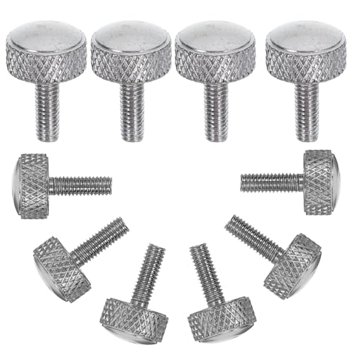 DEARMAMY 10pcs M2.5 X 8mm Metal Thumb Screws with Large Knurled Head, Round Clamping Locking Screws for Precision Calipers, Precision Threaded Knobs for Industrial Measurement