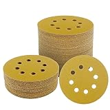 QYQRQF 100pcs 5 Inch Sanding Discs Hook and Loop, 220 Grit 8 Holes Sandpaper Round Orbital Sander Pa
